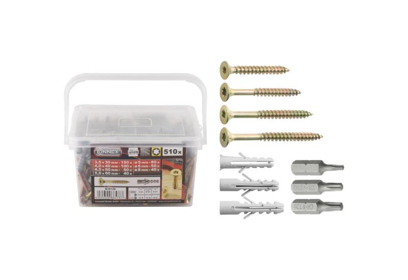 CONNEX SKRUER M/ RAWPLUGS & BITS 510 STK