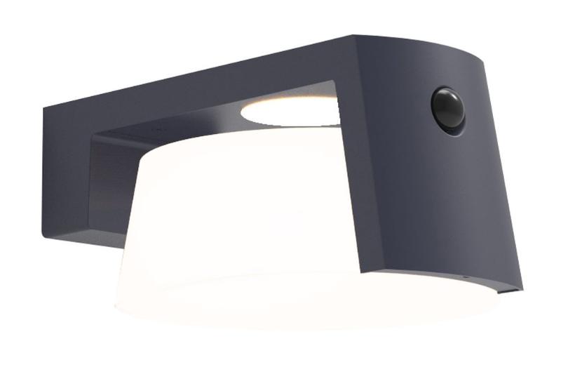 LUTEC SOLAR MOON VÆGLAMPE M/SENSOR - MAT GRÅ