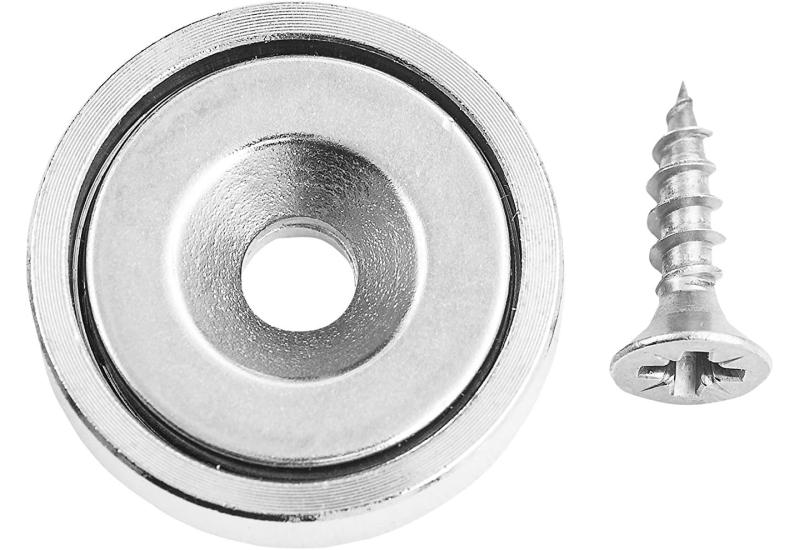 CONNEX NEODYMIUM SKIVE MAGNET RUNDT HUL + SKRUE - KROM