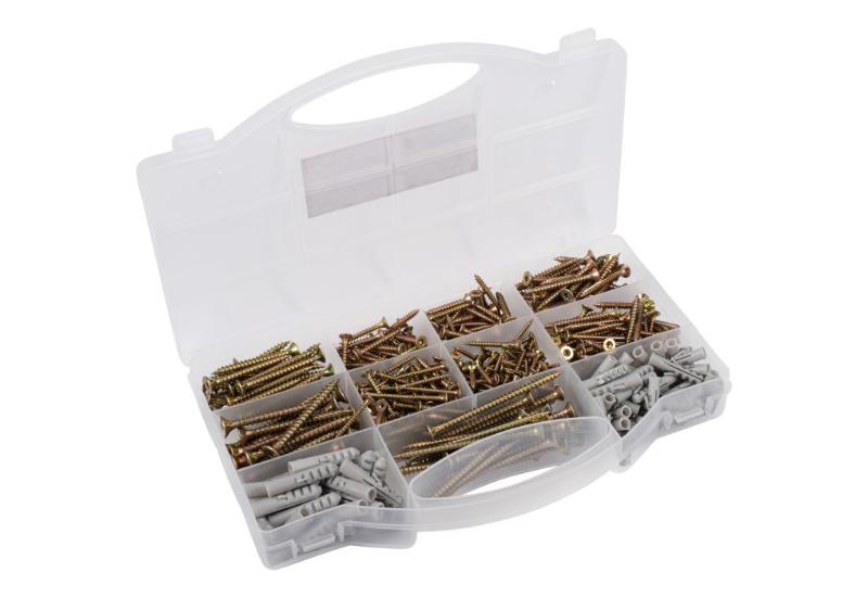 CONNEX SORTIMENTS KASSE - UNIVERSEL SKRUER + RAWPLUGS 580 STK