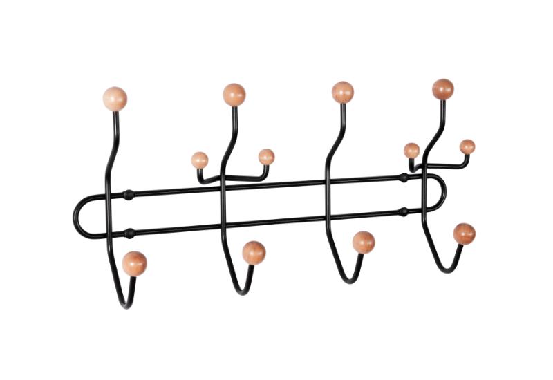 LASTEN SIR JAMES STRAIT KNAGERÆKKE M/4 KNAGER - SORT/VALNØD